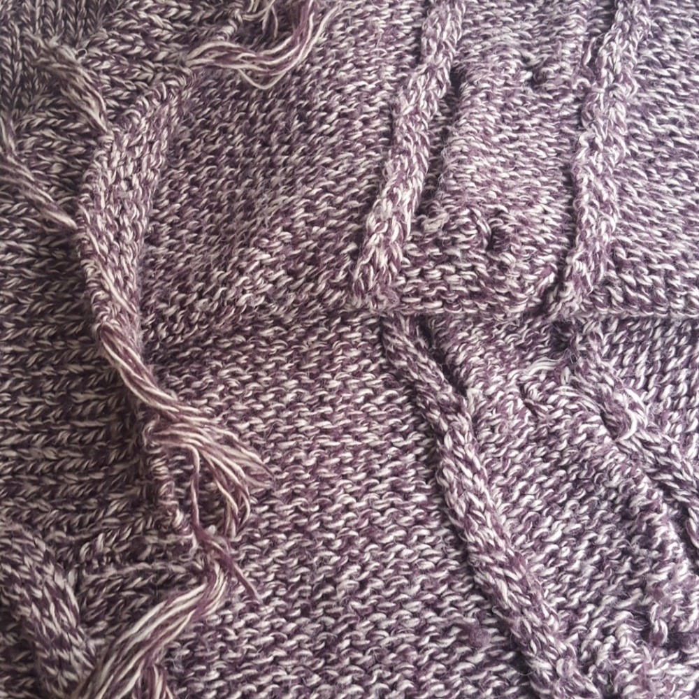 Buffalo by David Bitton Cozy Knit Poncho sweater Purple Thick Turtle Neck fringe - Picture 7 of 7